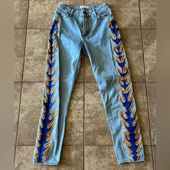 Sandro Paris Embroidered Flame Jeans - Picture 2 of 6